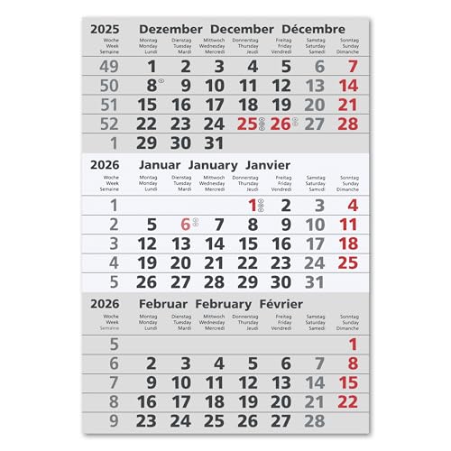 Truento Ersatzkalendarium - Kalenderblock - (magnetisch) für 2 Jahre (2026 & 2027) - passend für 3-Monats-Tischkalender Edelstahl - Stehkalender - Aufstellkalender - Bürokalender