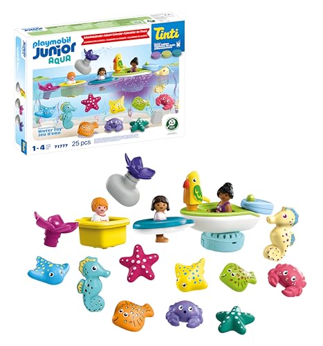 PLAYMOBIL JUNIOR & Tinti | Bunter Badespaß Adventskalender | Nachhaltiger Adventskalender mit Wasserspielzeug | Tägliche Überraschungen für Kinder ab 1 Jahr | Perfektes Weihnachtsgeschenk | 71777
