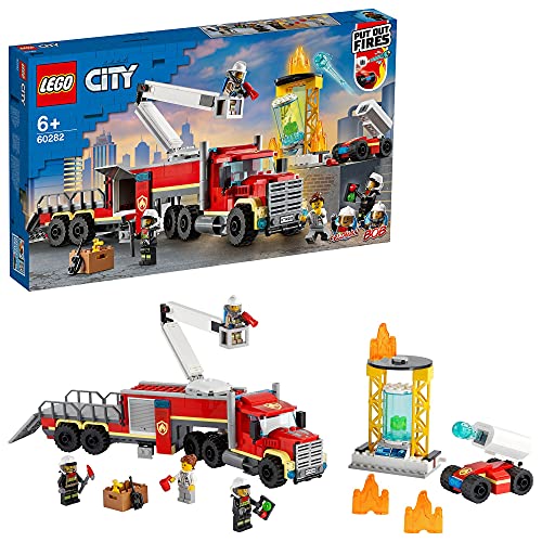 LEGO 60282 City Mobile Feuerwehreinsatzzentrale mit Spielzeug-Feuerwehrauto, Feuerwehr-Station für Jungen und Mädchen ab 6 Jahren, Geschenkset