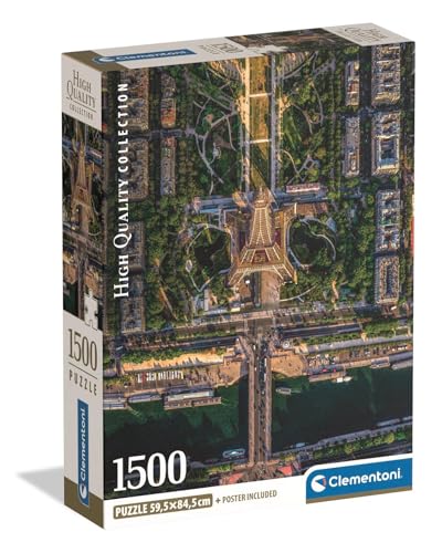 Clementoni Puzzle Collection - Flying Over Paris 1500 Stücke, Compact Box - Puzzle für Erwachsene 14-99 Jahre, Geschenk für Mann und Frau, Made in Italy, 31742