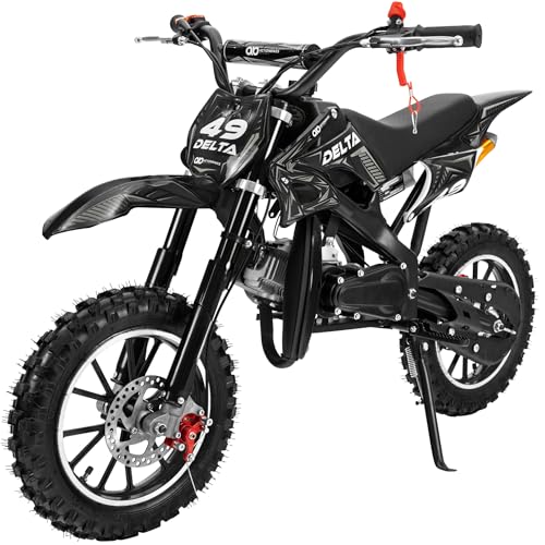 Actionbikes Motors Crossbike Delta 49 cc | 2-Takt 49ccm Motor bis 𝟒𝟎 km/h - Motorrad - Pocket Bike - Dirt Bike - Motocross - Pocketbike - Motorsport - Dirtbike - Enduro (Schwarz)