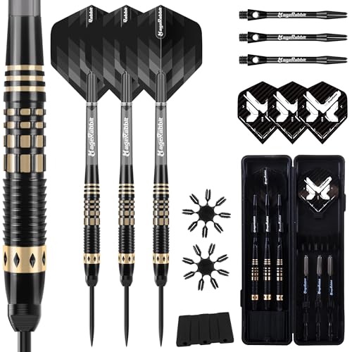 MageRabbit Dartpfeile mit Metallspitze 3pcs,Stahlspitzen-Dartpfeile-Set, 21g Steeldarts+ Aluminium Schaft mit Flights+Dart Zubehör,Stahlspitzen-Set,Hochwertige Dartgeschenke