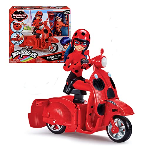 Bandai - Miraculous Ladybug - Scooter Miraculous Switch'n go + Gelenkpuppe Ladybug Lucky Charm 26 cm - P50668