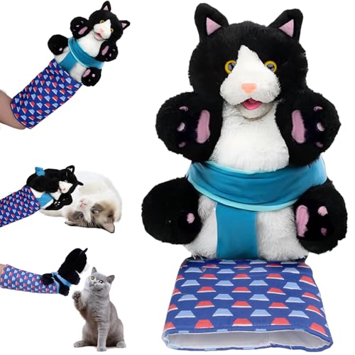 Dandin Katzen Wrestling Handschuhe, Katzenspielzeug Interaktives Katzenspielzeug,Kuscheltier für Katzen,Katzens Plüschpuppe mit Robuster Polsterung, Lustige Katzens Puppe Wrestling Spielzeug