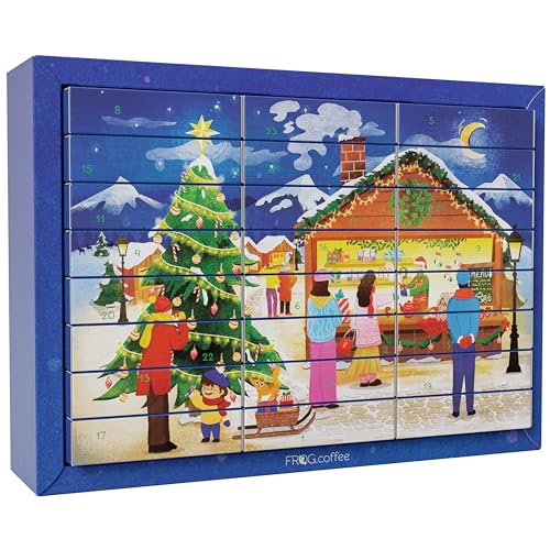 Tee Adventskalender 2025 von FROG.coffee - 48 Teebeutel in 24 verschiedenen Sorten von Top Marken wie Teekanne, Bad Heilbrunner, Bünting, Sonnentor, Meßmer, GEPA, Niederegger uvm.