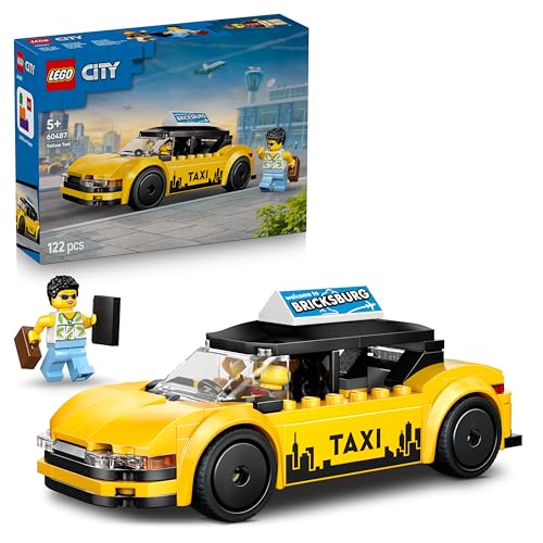 LEGO City Gelbes Taxi - Spielzeug Auto - Modellbau mit 2 Minifiguren, abnehmbares Dach - Spielset zur Förderung der Feinmotorik - Geburtstagsgeschenk für Jungen ab 5 Jahren - 60487