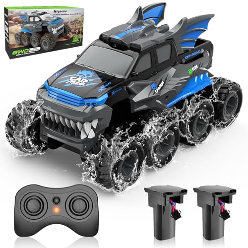 Nigecue 8WD Amphibienfahrzeug Ferngesteuertes Auto ab 3 4 5 6 7 8 9 10 Jahre, Wasserdichtes Amphibisches RC Auto mit Fernsteuerung, Spielzeug Geschenk für Kinder Jungen Mädchen