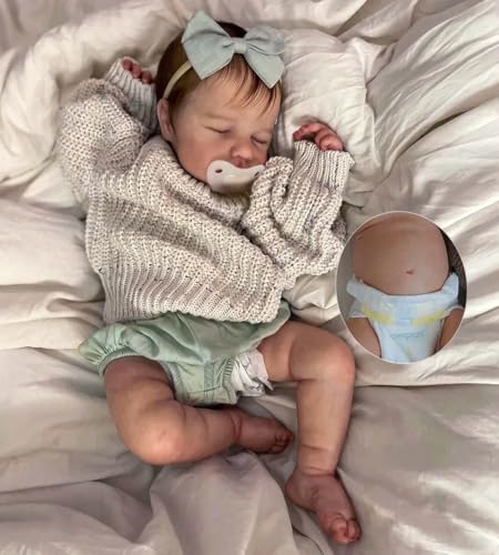 Zero pam Reborn Baby Vollsilikon Lebensecht-50CM Silikon Baby Mädchen, Babypuppen Wie Echt, Echte Babypuppe, Silikon Puppe, Reborn Puppen Lebensecht Mit Haaren