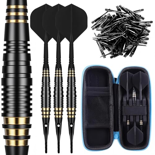 CyeeLife Dartpfeile mit Kunststoffspitze für Elektronische Dartscheibe 3 Stück Soft Darts Pfeile Set, 18 Gramm Profi Softdarts Dartpfeil, mit 30pcs Dartpfeil Spitzen und PU Aufbewahrungstasche