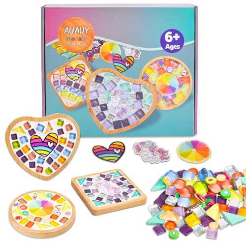 AUAUY 3 Stück Mosaik Bastelset Untersetzer, Mosaiksteine Untersetzer Set, Dekorative Untersetzer Mit Glasfliesen, Porzellan-Mosaik Kreatives DIY-Mosaik-Kunst- und Bastelset für Kinder und Erwachsene