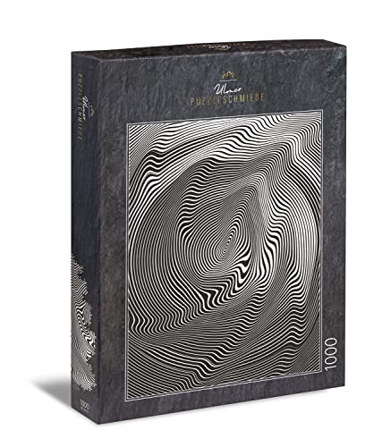 Ulmer Puzzleschmiede - Impossible Puzzle Irrwitz - Unser Motiv speziell für Puzzle-Freaks - Schwarz-weiß-graue geometrische Linien - Profipuzzle, Nichts für Anfänger