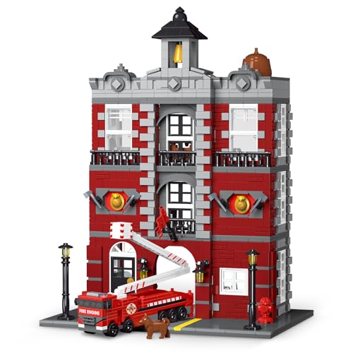 TOY PLAYER City Fire Rescue Gebäudeset, Kompatibel mit Lego Feuerwehrfahrzeug Bausteinen, Geburtstagsgeschenke für Kinder und Erwachsene (1823 Teile)