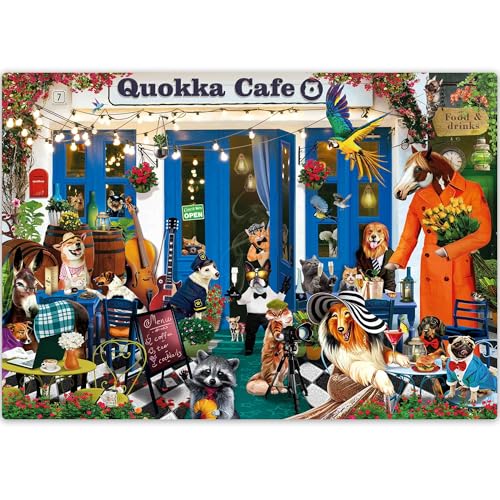 QUOKKA Puzzle Für Erwachsene – 500 Teiliges Puzzle Zum Thema Café, Originelle Collage, Vom Künstler Handgefertigt, Einzigartig Geschnittene Teile Mit Gutem Griff, FSC-Zertifiziert Und Recycelbar