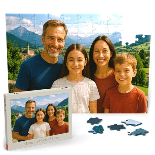 MyPuzzle Personalisiertes Puzzle mit eigenem Bild - 1000/500/200/100 Teile: Gestalte Dein individuelles Fotopuzzle für Geburtstage, Muttertag, Valentinstag & Hochzeiten - 100 Teile (Querformat).