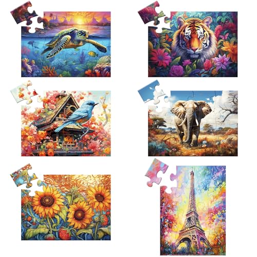 6er-Pack 16 große Puzzleteile für Senioren, Puzzles, Demenz, Alzheimer-Produkte und Aktivitäten, Alzheimer-Puzzle, ältere Erwachsene, kognitives Spiel, Geschenk für Patienten im Pflegeheim