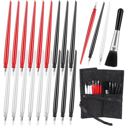 20 Stück Kratzstifte für Kratzbilder, Scratch Arts Tools Kratzkunst-Set für Erwachsene Kratzkunst-Stifte mit sauberem Pinsel, Filz Aufbewahrungstasche Scratch Painting Stift Erwachsene