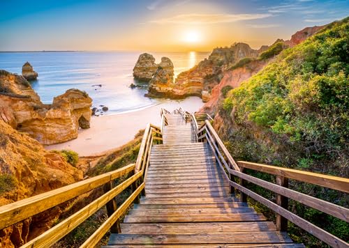 Ravensburger Puzzle 12001761 - Holztreppe zum Praia do Camilo, Beautiful Walkways Collection, 1000 Teile Puzzle für Naturliebhaber und Wanderfreunde ab 14 Jahren
