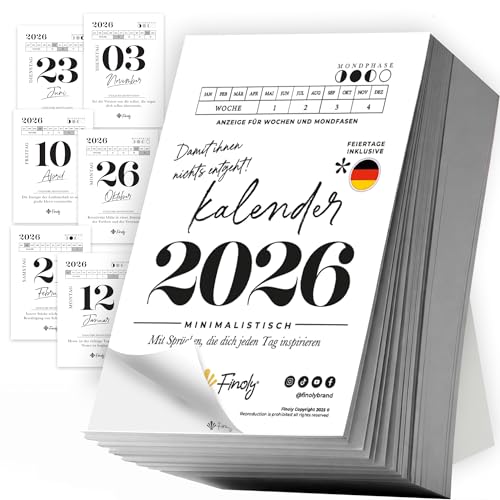 Finoly Tageskalender 2026 Abreißkalender Jan 2026 Dez 2026 (12 Mon) | Abreisskalender 2026 Täglich Lustig für Ruhe & Motivation | Abreißkalender 2026 Sprüche Inspiration, Übungen 13,5x9,5 cm