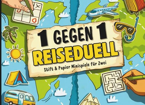 1 gegen 1 Reiseduell: Stift und Papier Minispiele für Zwei | Reisespiele ohne Hilfsmittel | Beschäftigung im Urlaub für Erwachsene, Paare, Familien & Kinder ab 10 Jahre | Ideal für Autofahrten