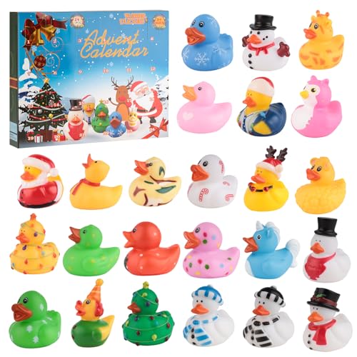 Gummi Ente Adventskalender 2025 Kinder – 24 Tage Weihnachts-Countdown mit 24 Gummienten für Jungen, Mädchen und Kleinkinder, Wunderschöne Weihnachtsüberraschung und Party-Mitgebsel