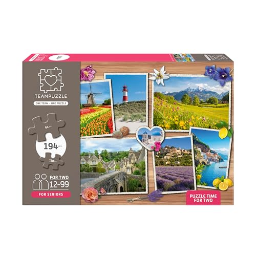 TEAMPUZZLE für Senioren – Landschaften & Sehnsuchtsorte | Puzzle für ältere Menschen | 194 Teile & Zwei Schwierigkeitsgrade | Gemeinsame Zeit mit Großeltern, Eltern & Enkeln