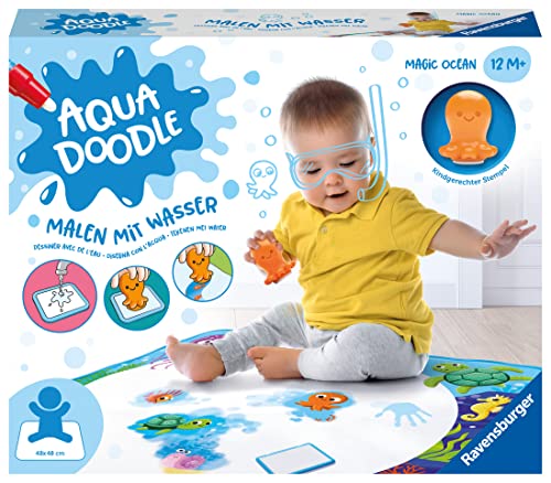 Ravensburger 4568 Aquadoodle Magic Ocean - Fleckenfreies Stempeln und Entdecken mit Wasser - Stempelset mit magischer Stoffmatte für Babys ab 1 Jahr - Spielzeug ab 1 Jahr
