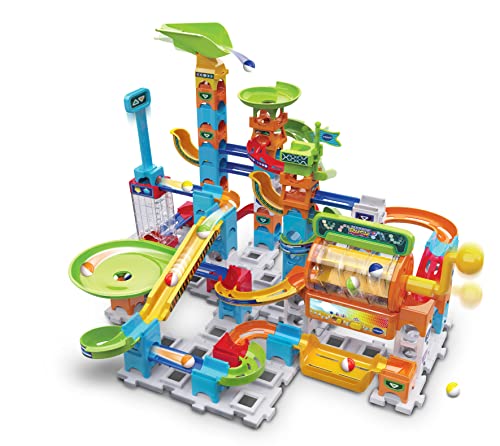 VTech Marble Rush - Super Action Set L100 E - Interaktives Kugelbahn-Set mit Licht und Sound, spannenden Bahnelementen, Aufbaumöglichkeiten und Wegführungen - Für Kinder von 4-12 Jahren