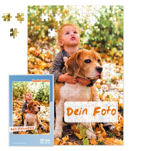 Personalisiertes Fotopuzzle mit eigenem Bild und Text gestalten - 252 Teile, ca. 38 x 26 cm - mit Geschenkbox - Puzzle mit Foto Bedrucken