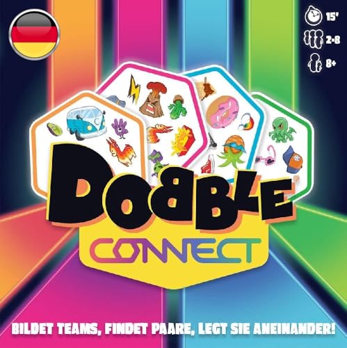 Zygomatic, Dobble Connect, Familienspiel, Kartenspiel, 2-8 Spieler, Ab 8+ Jahren, 15 Minuten, Deutsch