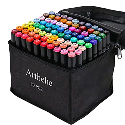 ARTHEHE 80 Farben Marker Set, Schnell Alkohol Marker Set für Erwachsene Marker Stifte Set für Manga/Design/Schule mit Lagerbasis