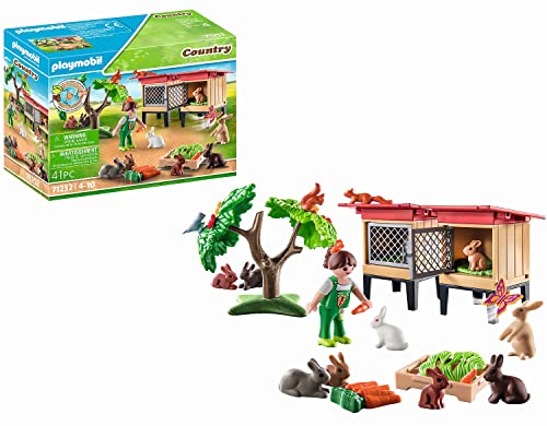 PLAYMOBIL Country 71252 Kaninchenstall, Tiere für den Bio-Bauernhof, Nachhaltiges Spielzeug für Kinder ab 4 Jahren