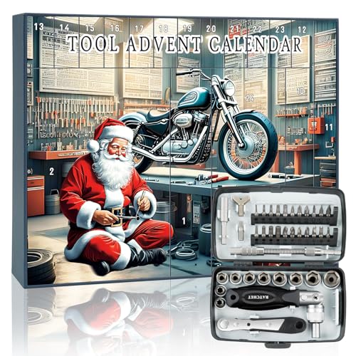Werkzeug Adventskalender 2025 Männer Teenager Jungen, 24 tägiges Weihnachtsgeschenkset mit Premium-Steckschlüsseln, Schraubenschlüsseln & DIY-Zubehör 2025 für Mechaniker & Autoenthusiasten