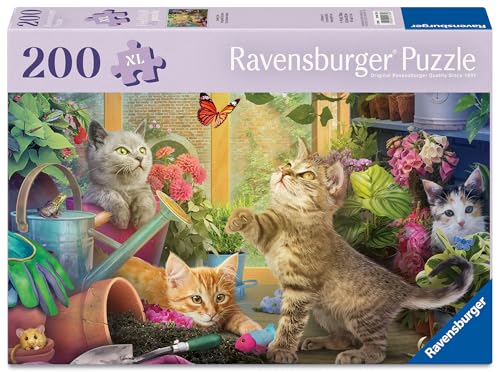 Ravensburger Puzzle 12001735 - Verspielte Kätzchen - 200 Teile Katzen-Puzzle für ältere Menschen und Senioren, mit größeren Puzzleteilen, großer Bildvorlage und mit Stabiler Unterlage zum Puzzeln