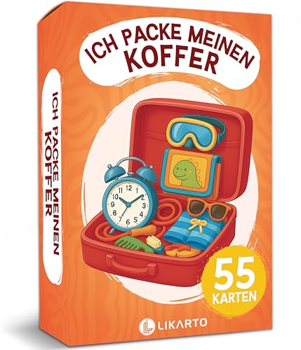 LIKARTO Ich packe Meinen Koffer Spiel für Kinder - Spieleklassiker für Zuhause & unterwegs - Familienspiel & Lernspiel - Geschenk für Mädchen & Jungen - Spiele ab 4, 5, 6, 7, 8, 9 Jahre