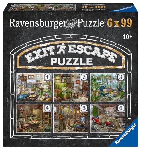 Ravensburger EXIT Puzzle - Das geisterhafte Gutshaus - 6X 99 Teile Puzzle für rätselbegeisterte Erwachsene und Kinder ab 10 Jahren