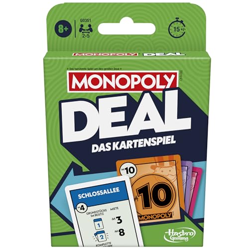 Monopoly Deal Kartenspiel, der Klassiker in der schnellen Version, Strategiespiel für Erwachsene und Kinder, ideal für unterwegs, Geschenk, oder Wichteln