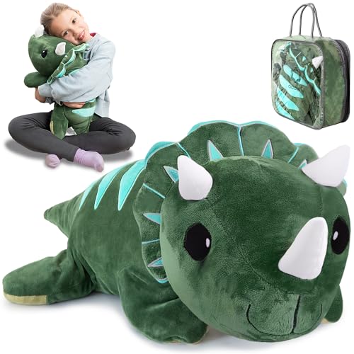 ODOXIA Gewichtskuscheltier Dinosaurier | 2,3 kg Anxiety Weighted Dino Plüschtier für Kinder & Erwachsene | Beruhigendes Weighted Stuffed Animal | Kuscheltier gegen Stress & Angst | Inkl. Tragetasche