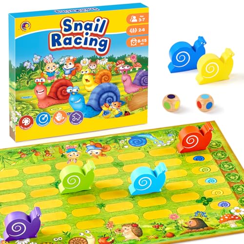 Kleine Schnecke Spiel, Klassiker Brettspiel Familienspiel für 2-6 Kinder, Montessori Gesellschaftsspiel ab 3-7 Jahren, Jungen und Mädchen ab 2 3 4 Jahre zum Geburtstag Weihnachten