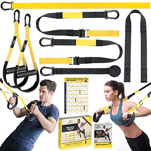 COFOF Schlingentrainer - Professionelles Sport Kit für Ganzkörpertraining, mit Großem Griff, Türankerbefestigung, Tragtasche und Übungsanleitung für Homegym