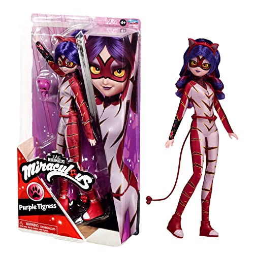 BANDAI Ladybug und Cat Noir Spielzeug - Lila Tigress Fashion Puppe mit Zubehör und Miraculous Kwami