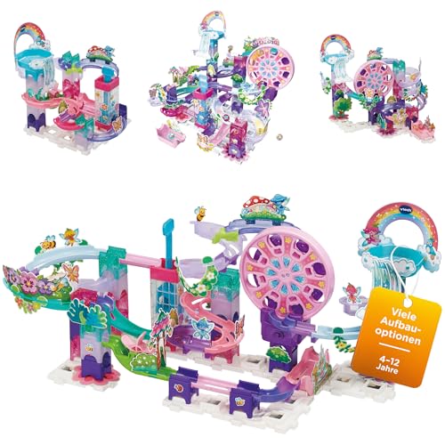VTech Marble Rush - Fairy Garden Set M500 E – Interaktives Kugelbahn-Spielzeug mit Riesenrad und 6 Glitzer-MarBalls – Fördert Kreativität und motorische Fähigkeiten – Für Kinder von 4-12 Jahren