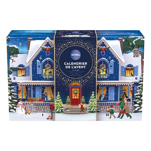 NIVEA - Adventskalender Damen Edition 2025 – Schönheitsgeschenkset – Pflege Gesicht, Körper & Lippen + Zubehör – 24 Überraschungsfenster – 1 Stück