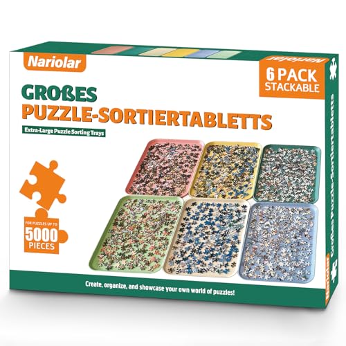 Nariolar 43.0 * 30.5CM Stapelbare Puzzle-Sortierer, 6er-Pack Puzzle Sortierschalen zum Sortieren von 2000/3000/5000 Puzzles-Stücken