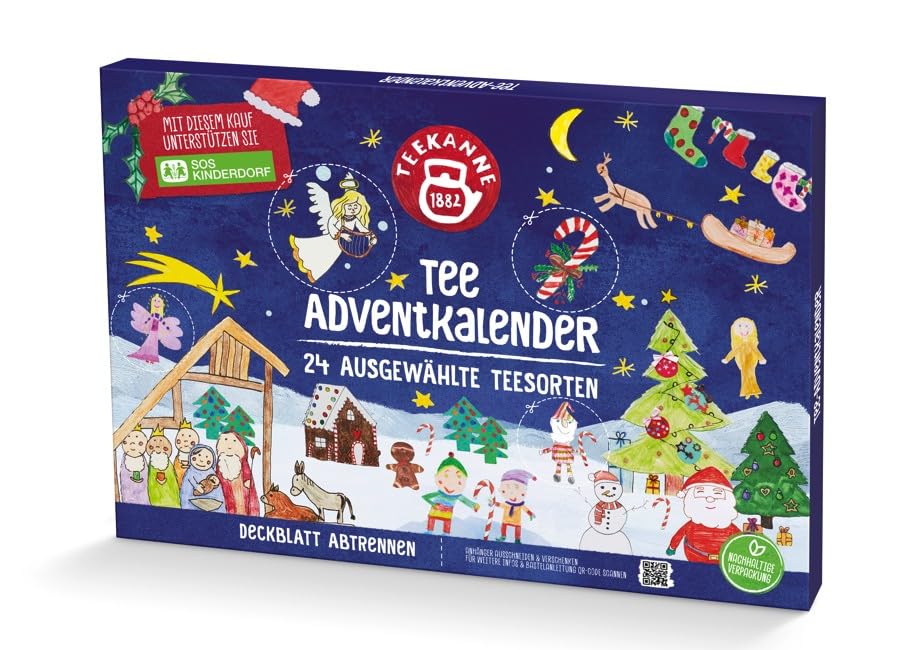 TEEKANNE Tee-Adventkalender 2025-24 Teesorten, limitierte Edition, unterstützt SOS Kinderdorf, nachhaltige Verpackung, ohne Plastik-Inlays, ideal als Geschenk für Teeliebhaber