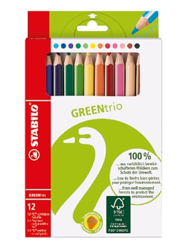STABILO - Umweltfreundlicher Dreikant-Buntstift - GREENtrio - 12er Pack