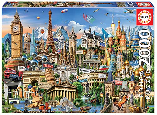 Educa - Puzzle 2000 Teile für Erwachsene | Wahrzeichen Europa, 2000 Teile Puzzle Für Erwachsene Und Kinder Ab 14 Jahren, Sehenswürdigkeiten (17697)