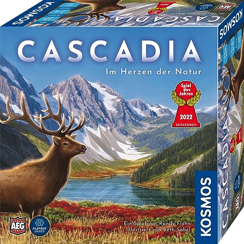 Kosmos 682590 Cascadia - Im Herzen der Natur, Spiel des Jahres 2022, Brettspiel mit Holz-Elementen, Familienspiel für 1-4 Personen ab 10 Jahren, Gesellschaftsspiel