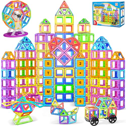WOOBLO Magnetische Bausteine für Kinder, 136 Teile Magnetspiel Magnetbausteine Bausatz, Ostern Geschenke Kinder, Montessori Spielzeug ab 3 Jahre, Kreatives Lernspielzeug Geschenk für Jungen & Mädchen