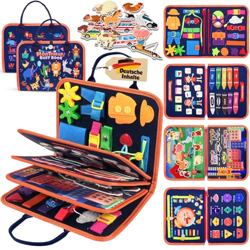 ZOOI Busy Board Montessori Spielzeug ab 1 Jahr, Busy Book Quiet Book Kinderspielzeug ab 1 2 3 Jahre, Baby Geschenk Spielzeug ab 1 2 3 Jahre, Ostergeschenke Kinder, Oster Basteln Kinder