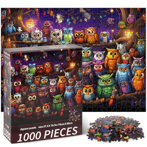 Vicloon Puzzle 1000 Teile, Eule Themen, Puzzlespiele für Die Ganze Familie, Geschenke für Erwachsene und Kinder